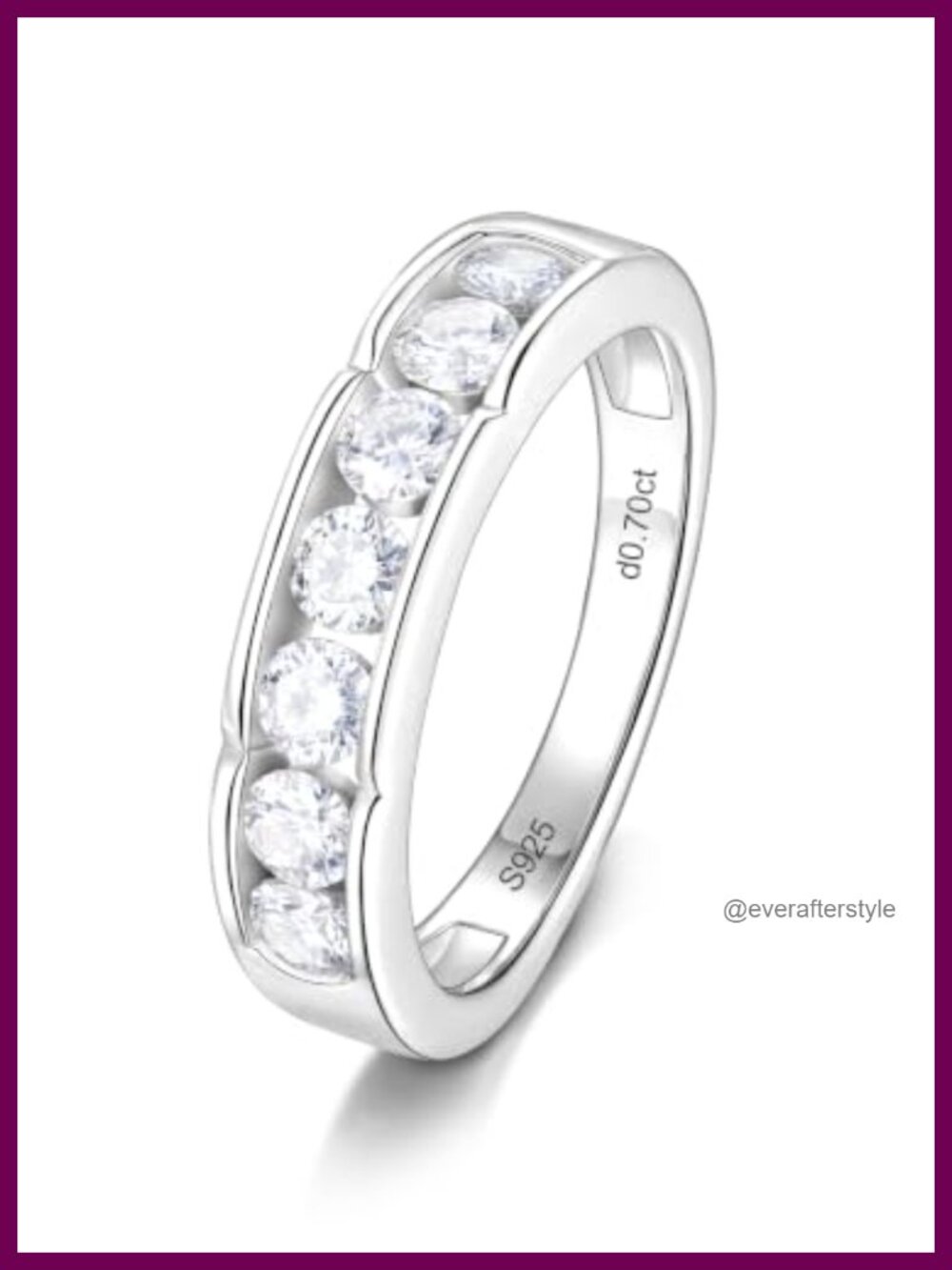 Solid 925 Sterling Silver 7 Stone Moissanite Half Eternity Ring